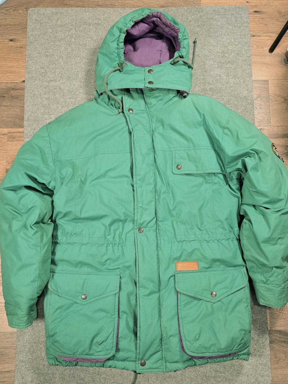 Vintage Natural Triple Goose By Goose Down Green Winter Parka Jacket with Hood